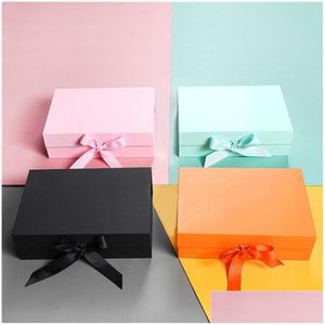Gift Wrap Kraft Box Magnetic Closure Foldable Packaging Boxes With Ribbon Wholesale Custom Cosmetic Corrugated Lx3909 Drop Delivery Dh6S4