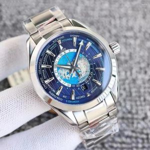 Zegarwnerzy moda osobowości wokół różnych miast na World Ocean Dial 43 mm OMG Style Sport Men Mechanical zegarek z świetlistym