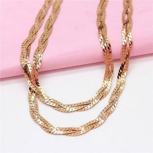 Kedjor 585 Purple Gold Plated 14k Rose Soft Chunky Necklace For Men and Women Style staplad charm hip-hop-festsmycken