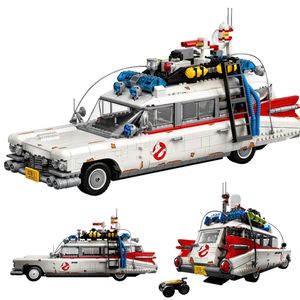 كتل في الأسهم Ghostbusters ecto-1 لبنات البناء الطوب طراز سيارة للأطفال البالغين ألعاب الهالوين عيد الميلاد متوافقة 10274 231121