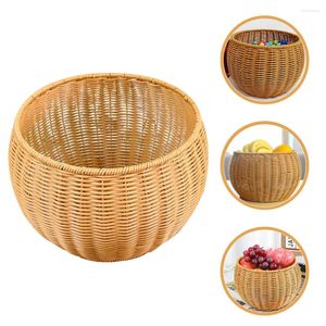 Servis uppsättningar engelska titel: Rattan Round Fruit Basket Bowl Handvävd förvaring som serverar korgarrangör