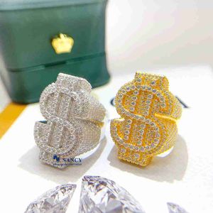 Hip Hop Ring Sterling Silver S925 Money Dollar Design Iced Out Vvs Moissanite Diamond Rings for Men