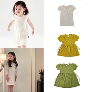 Mädchen Kleider Europäischen Baby Mädchen Pullover Kleid 2023 Frühling Sommer Marke Kurzarm Gestrickte Kinder Schwestern Casual Kleidung