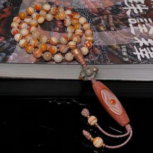 Kedjor gamla material Buddhas öga dzi pärlor 10mm tiger hud agat sten butik hänge handgjorda halsband