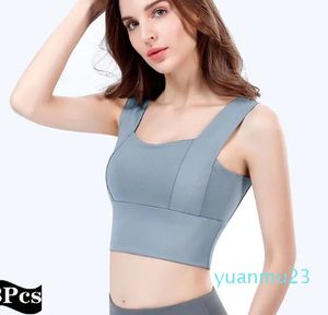 Yoga Outfit 3Pcs Sports Bra Wear Top Crop Padded Events Underwear Fitness Seamless Sportswear Vest Running Quality Off-Shoulder Push-Up