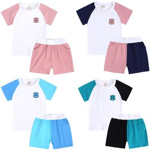 Estate Baby Boys Girls Short Set di abbigliamento Pantaloncini a maniche corte Pantaloni in cotone Due pezzi Abiti semplici Abbigliamento per bambini M4294