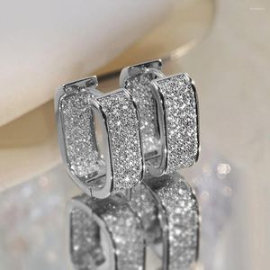 Hoop Earrings 925 Silver Needle Bling Zircon For Women Girls Luxury Fashion Wedding Party Jewelry Gift E1257