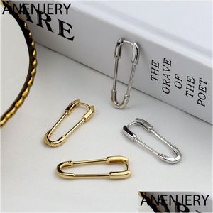 Clip-On & Screw Back 925 Sterling Sier Paper Clip Shaped Earrings For Women Men Fishion Gold Color Creativity Jewelry S-E143 Dhgarden Otfme