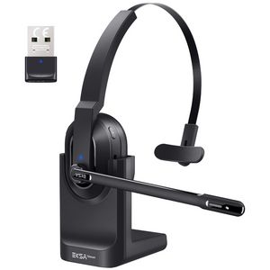 EKSA - H5 Bluetooth 5.0 Headsets, PC Wireless Headphones, 2 Mics ENC Earphones, with Charging Base USB Dongle for Office