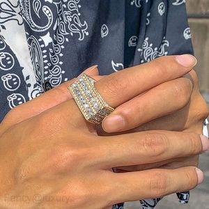 Jewelry hip hop trendsetter square full diamond index finger ring personalized punk metal Diamond Men's ring