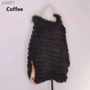 FURE FURE FUA FUA 2021 Kobiety Rabbit Fur Fur Fur Poncho Knitted Pullover Cape PRAWDZIWE FURKI KNITHITION SHL BIG SHLL231121