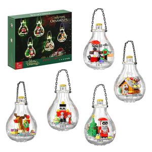 Christmas Decorations 5piece building block set tree decoration gift with lighting suitable for LEGO Santa Gingerbread House 231120