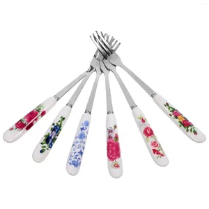 Dinnerware Sets 6 Pcs Portable Fruit Fork Multi-function Cake Mixing Dessert Stainless Steel Wear-resistant Small