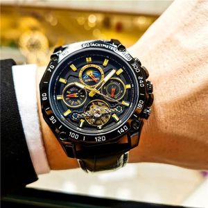 Armbanduhren AOKULASIC Automatische mechanische Uhr für Männer Wickel Top Marke Sport Schädel wasserdichte Uhr Montre Homme