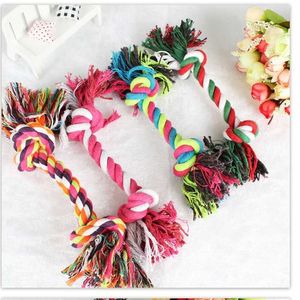 Pets Dog Cotton Chews Knot Toys Colorful Durable Braided Bone Rope 23CM Funny Dogs Cat Toy