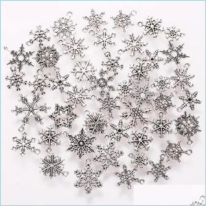 Pendant Necklaces Wholesale 100G/Bag Retro Christmas Tree Snowflake Deer Snowman Necklace Bracelet Earrings Diy Jewelry Accessories Dh59A