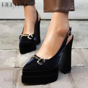 Dress Shoes 2023 New Brand Fashion Women's Pumps High Heel Sling Back Shoes Platform Flared Heels Elegant Design Dress Spring Summer Pumps T231121