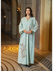 Etniska kläder Eid Muslim Party Dress for Women Abaya V Neck Sequin Jalabiya Marocko Dresses Dubai Abayas Kaftan Vestidos Arab Long Long Long Long