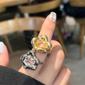 Cluster-Ringe, Pentagramm-Ring, exklusiver und seltener, schicker, stilvoller, schöner Vintage-Accessoire, Modeaccessoires, koreanischer Schmuck