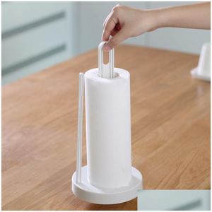 Paper Towel Holders Simple Vertical Paper Roll Holder Kitchen Napkin Creative Desktop Perforated Towel Storage Rack Drop Delivery Home Ot30P