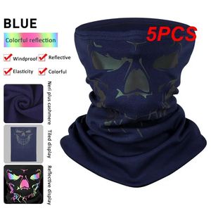 Cycling Caps Masks 5PCS Skull Face Mask Outdoor Riding Mask Ski Skull Half Face Mask Ghost Scarf Multi Use Neck Warmer Winter Plus Cashmere 231120