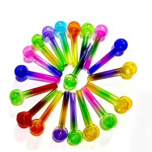 Il più nuovo popolare tubo per bruciatore a olio in vetro colorato spesso arcobaleno tubo per unghie per olio per fumatori a mano per accessori per strumenti per fumatori BJ più economico