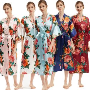 Women's Sleepwear Bridesmaid Long Large Plain Mother Bride Kimono Silk Satin Night Dress Gown Wedding Robes Bathrobe Lace Robe Ladies