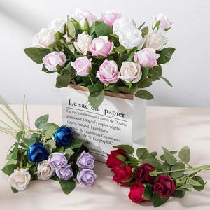 Decorative Flowers Artificial Flower 2Pcs Attractive No Watering Long-lasting Simulation Rose DIY Wedding Bouquet Decor El Supply