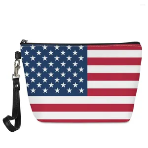 Cosmetic Bags Classic USA UK Cuba Flag Print Make Up For Women Casual Female Ladies Makeup Bag Wash Toiletry Pouch