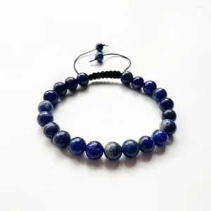 Strang Blau Lapis Lazuli Stein Perlen Armband Naturschmuck Handgemacht Heilsteine Kristalle Verstellbar 1Stk