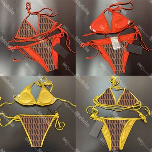 Zweiteiliger Badeanzug für Damen, Sommer-Bikini-Set, sexy Badeanzug mit niedriger Taille für weibliche Brief-Schwimmenabnutzungs-Damen-Druck-Badeanzug