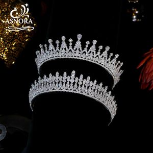 Düğün Saç Takıları Tiara Gümüş Renk Kristal Zirkonya Uzatılmış Taç Gelin Headress Kraliyet Düğün Aksesuar Kadın Mücevher CZ Diadema 231121