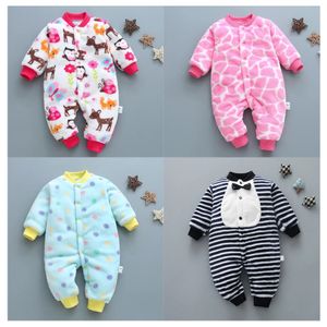 Strampler Baby Strampler Winter Flanellschläfer Jungen Nachtwäsche Mädchen Schlafanzüge Kleinkind Einteiler Pyjamas Fleece Kinder Warm Roupa Bedruckt 231120