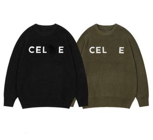 Designer New 23ss Luxury Celins Classic Fashionable Versatile Comfortable Correct Version Embroidery Patch Men's Women's Crew Neck Knitted Sweater