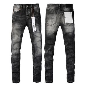 Mens jeans designer stack jeans europeiska lila märke jeans män broderi quiltning rippad för trend varumärke vintage byxa mens fold smal mager mode jea v91f