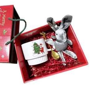 Kubki świąteczny ceramiczny kubek Santa Claus kubek z pudełkiem podarunkowym i łyżką kreatywność świąteczne prezenty śniadaniowe mleko kubek wodny 231120