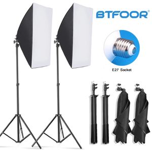 Light Stands Booms Professional Pography Softbox Lighting Soft Box med stativ E27 Pografisk glödlampa Kontinuerligt system för PO Studio 231121