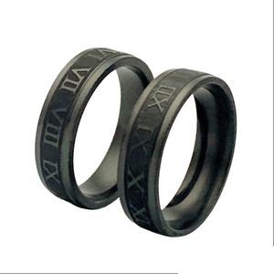 Ringas de banda Wholesale 36pcs Novo estilo Número romano preto Misture a aço inoxidável charme masculino Mulheres Party Gift Jóias Dro Dhgarden Dhg6f