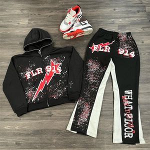 Women s Down Parkas Y2K Clothing Full Zipper Sweatshirt suit Pullover Long Sleeve Printed Gothic StreetWear Vintage Oversize kpop 231120