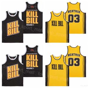 Film filmowy wideo Kill Bill Jerseys 1 Tom i 03 Beatrix retro dla fanów sportowych Pure Cotton Black Yellow Emerve Oddychający vintage Hiphop Pullover College Man