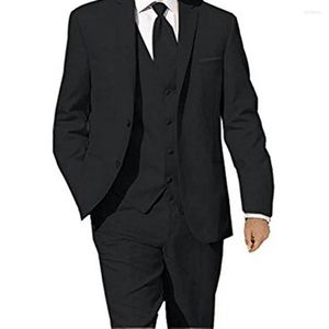 Мужские костюмы элегантные мужские 3 штуки установлены Slim Fit Solid Color Men Suit для бизнеса моды, интервью, джентльмен, формальное платье, платье