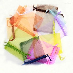 Sacchetti regalo per gioielli 15/20 cm 50 pezzi Sacchetti regalo multicolori per gioielli/matrimonio/natale/compleanno Borsa in filato con manici Imballaggio in organza