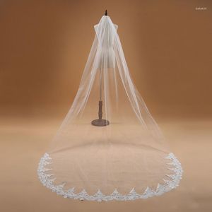 VEILOS BRIDAIS VELAS ELEGANTES VEIL 3M Uma camada aresta de renda Catedral de marfim branca Acessórios de casamento longos