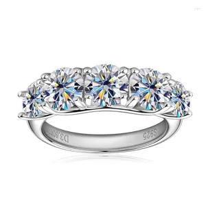 Cluster-Ringe Smyoue 18 Karat vergoldet 3,6 ct alle Moissanit für Frauen 5 Steine funkelnder Diamant Ehering S925 Sterling Silber Schmuck GRA