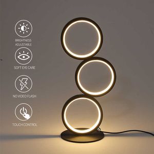 s Dimming Intelligent Touch Ring Night Light Bedroom Simple Modern Living Room Monochrome Circle DeskTable Lamp AA230421