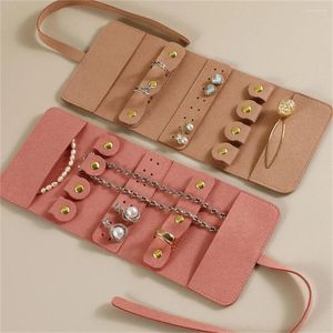 Sacchetti per gioielli Borsa per organizer in fibra ultra multifunzione Anello per orecchini Custodia per collana Custodia avvolgibile portatile per i viaggi