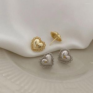 Stud Earrings Fashionable And Simple Heart-shaped Lace Edge Beautiful Women's Charm Girl Party Jewelry Lovely Gift