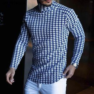 Męskie koszule zimowe ciepłe mężczyzn kpiąc szyja podstawowy nadruk T-shirt pullover długie rękawie top męski podmorski slim fit stretch mody Sweter