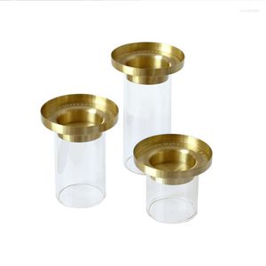 Candle Holders Brass Holder Minimal Glass Vintage Metal Tea Modern Wedding Garden Kerzenhalter Home Decoretion ZP50ZT