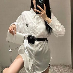 Belt Blouse Designer Triangle letter Blouse Top Chiffon blouse Sexy coat with waist pocket